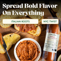 Schaller and Weber Nduja Spicy Salami Spread stirred into a pasta dish for quick flavor.