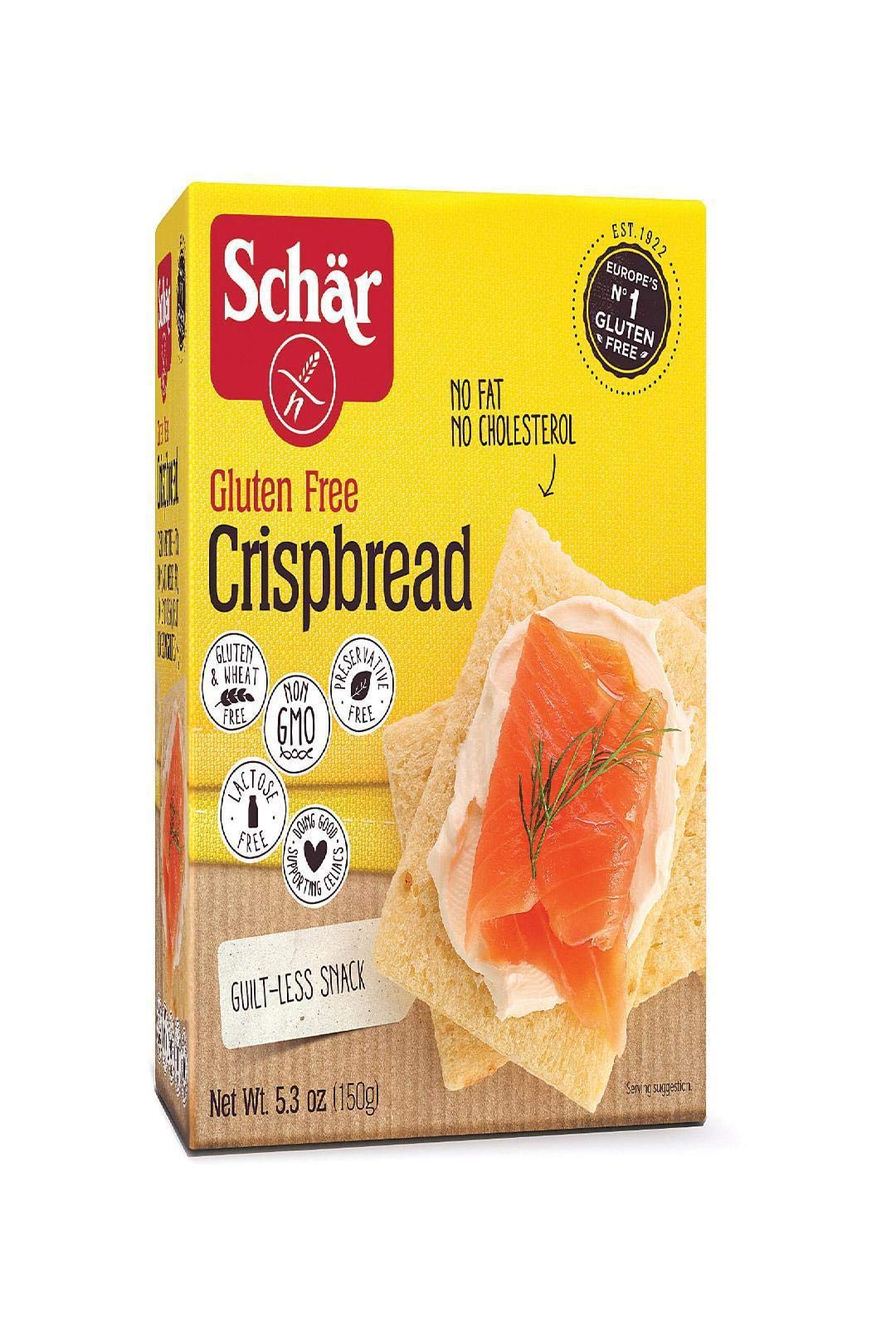Schar Crispbread gluten-free 5.3 oz pack packaging for on-the-go snacking.