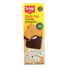 Schar gluten-free Chocolate Honeygrams crackers pack ideal for gluten-free snacking.