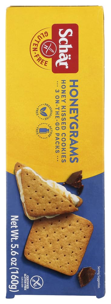 Schar Honeygrams resealable pouch keeps crackers fresh between snacks.