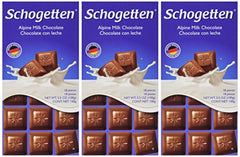 Schogetten Alpine Milk Chocolate pieces close-up, creamy texture and German craftsmanship.