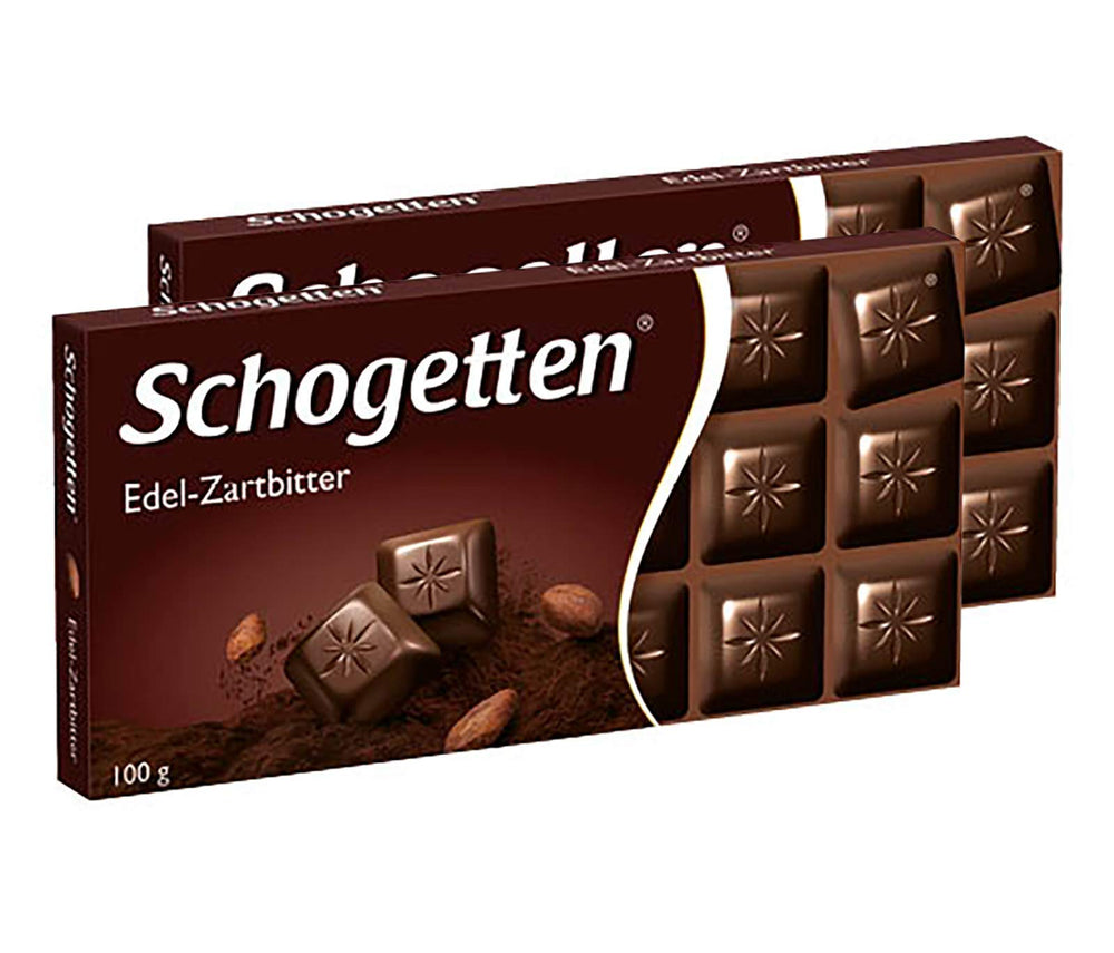 Schogetten dark chocolate bar pack two, ideal for sharing at gatherings.