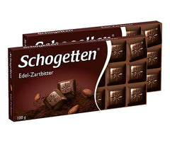 Schogetten dark chocolate bar pack two, ideal for sharing at gatherings.