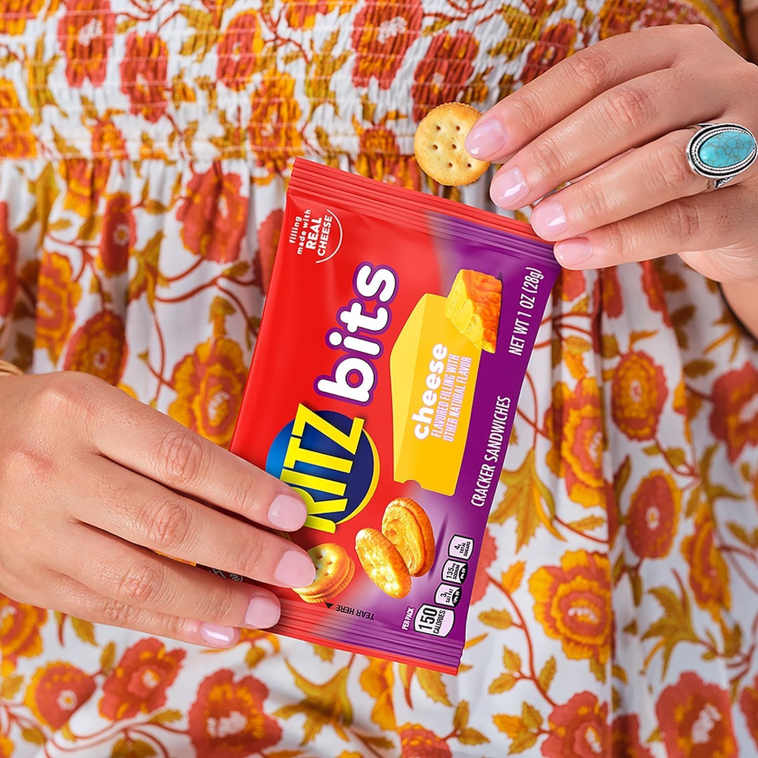 On-the-go Ritz Bits Cheddar packs in compact 1 oz bags