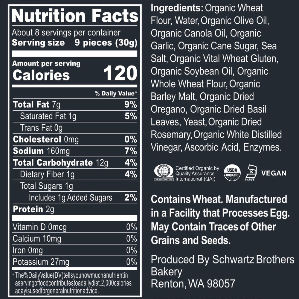 Schwartz Brothers Bakery garlic herb bagel chips on a party tray, ideal for sharing