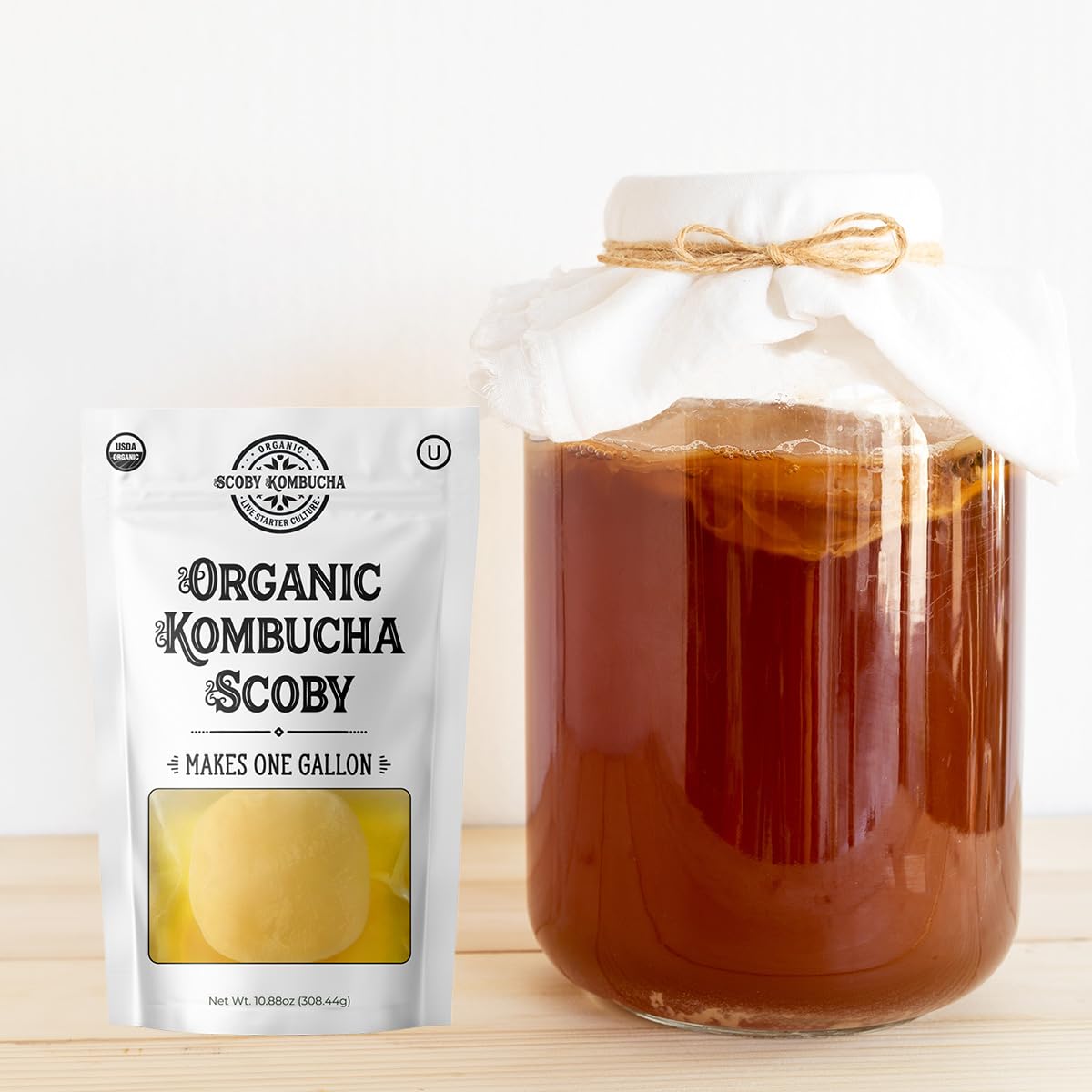 Scoby Kombucha starter tea 8 oz for strong fermentation.