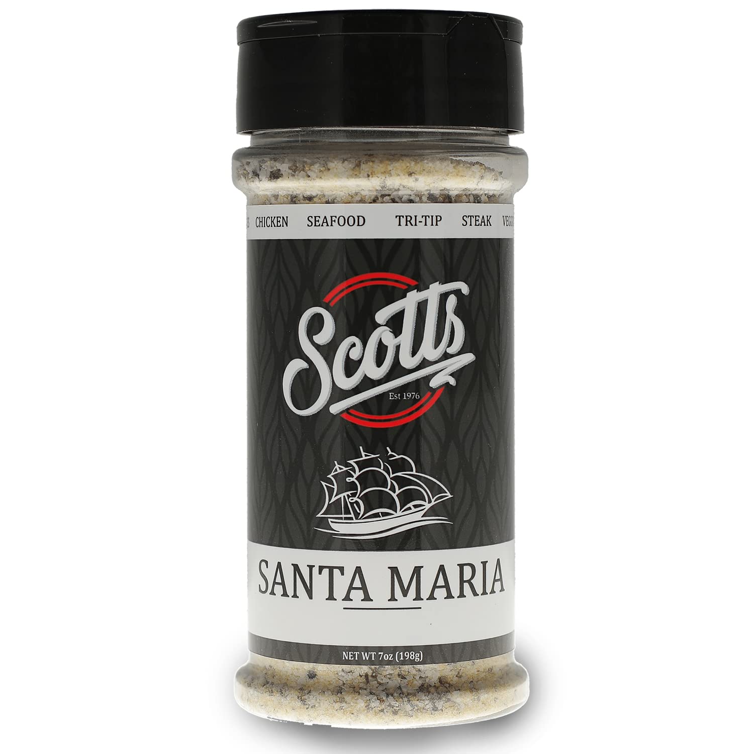 Scotts Santa Maria Seasoning jar close-up for premium flavor