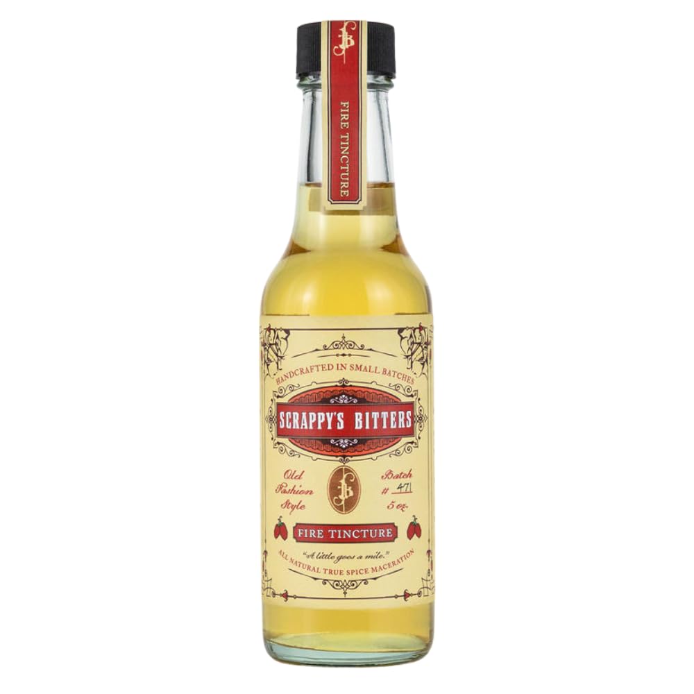 Scrappy's Fire Tincture bottle for bold cocktails and spicy flavor experiments.