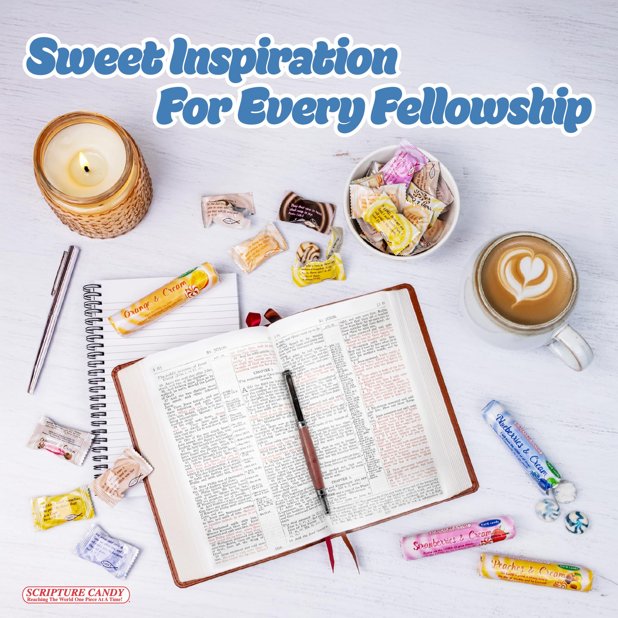 Scripture Candy butter-cream candies wrapped with verses for daily inspiration.