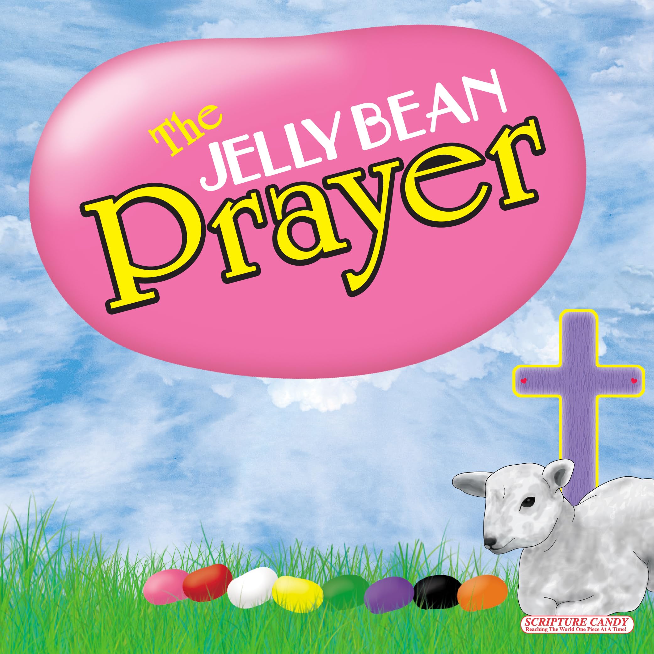 Scripture Candy jelly bean prayer bag closeup focuses on glossy mixed fruit flavors.