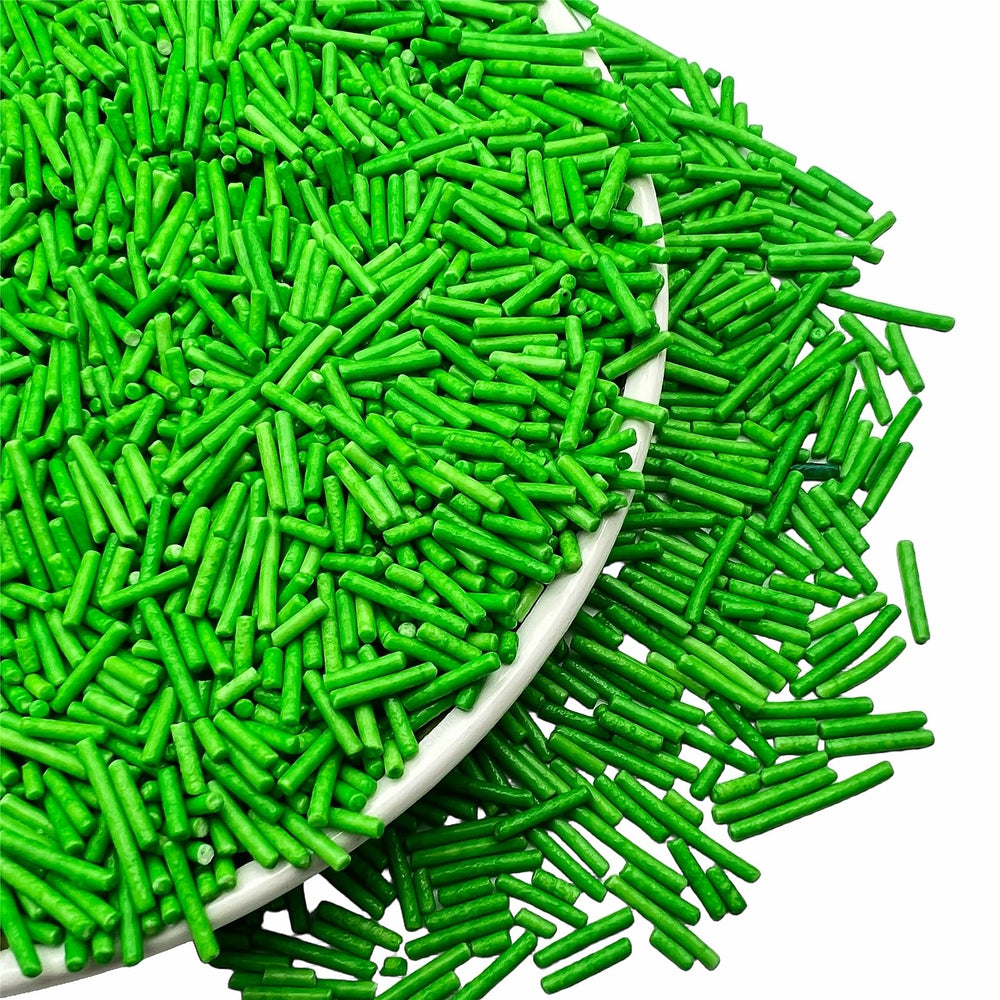 SE SI&MOOS Grass Green Jimmies on ice cream topping adds crunch and visual appeal