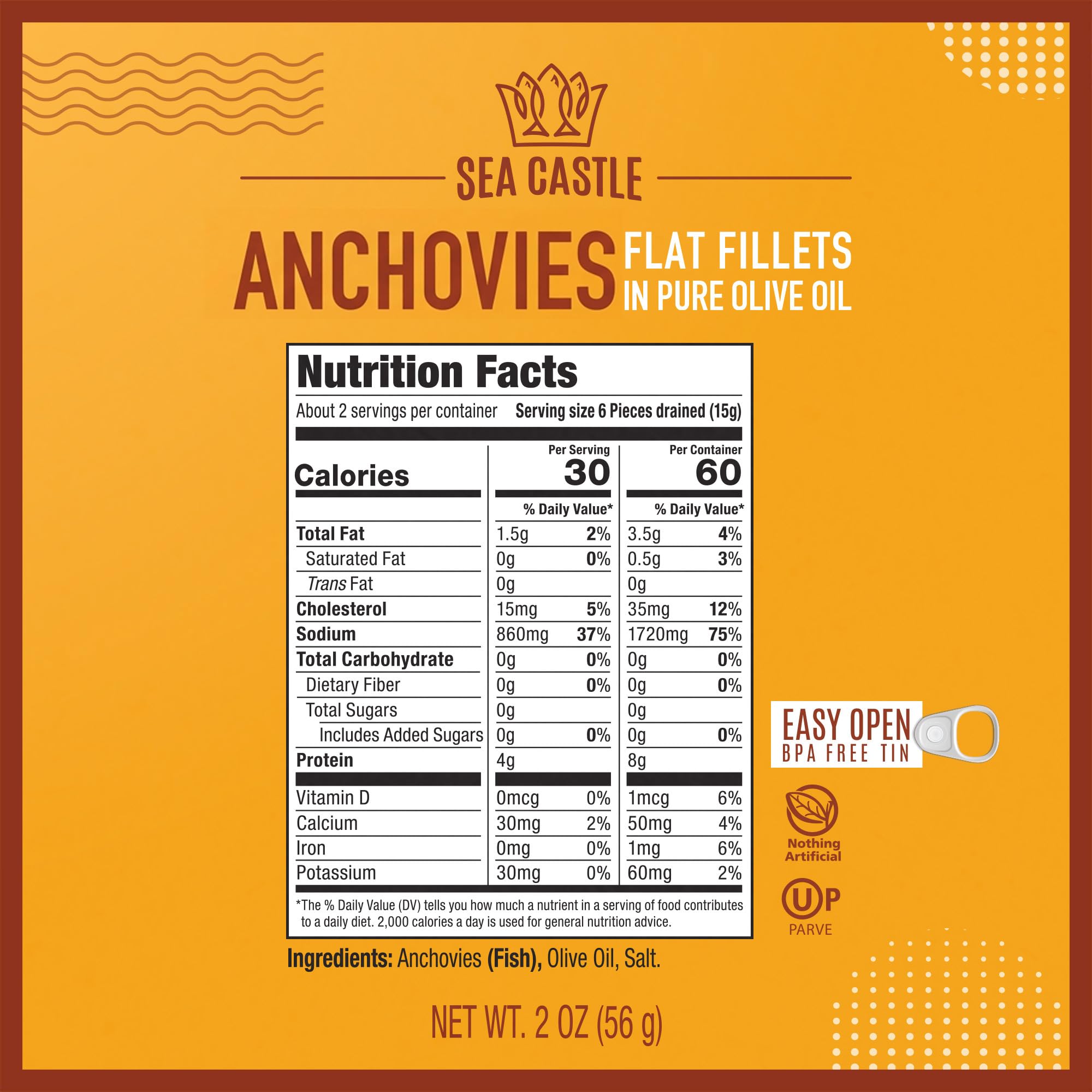 Sea Castle flat fillets closeup, savory meaty texture for salads