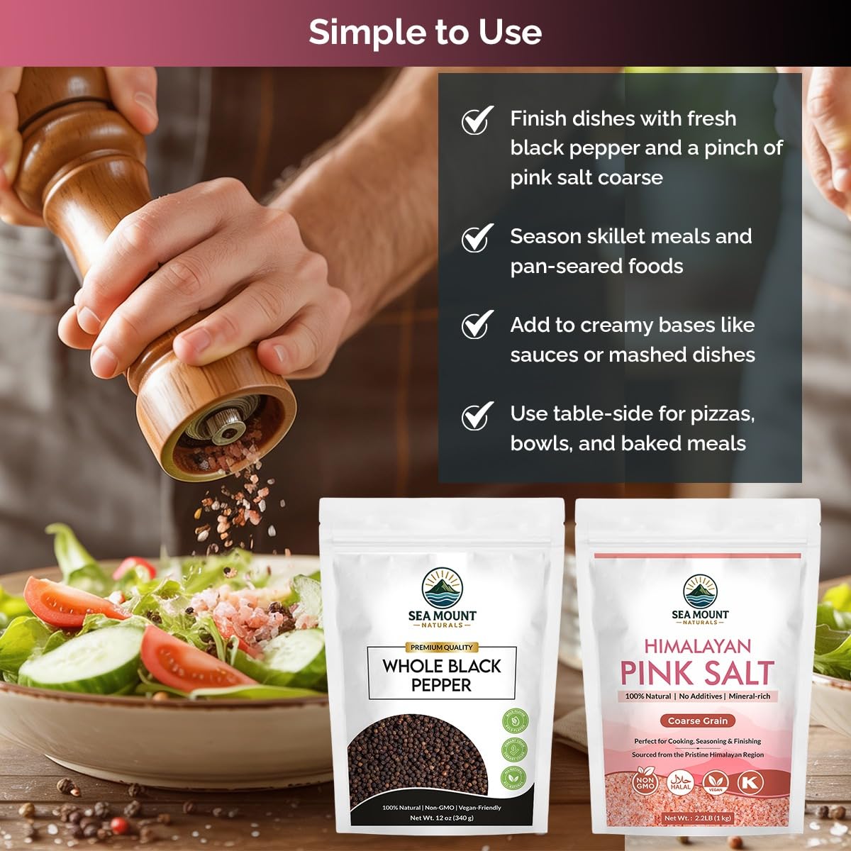Sea Mount Naturals resealable pouches preserve aroma and reduce mess