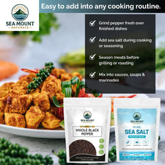 Sea Mount Naturals coarse sea salt crystals ready to season.