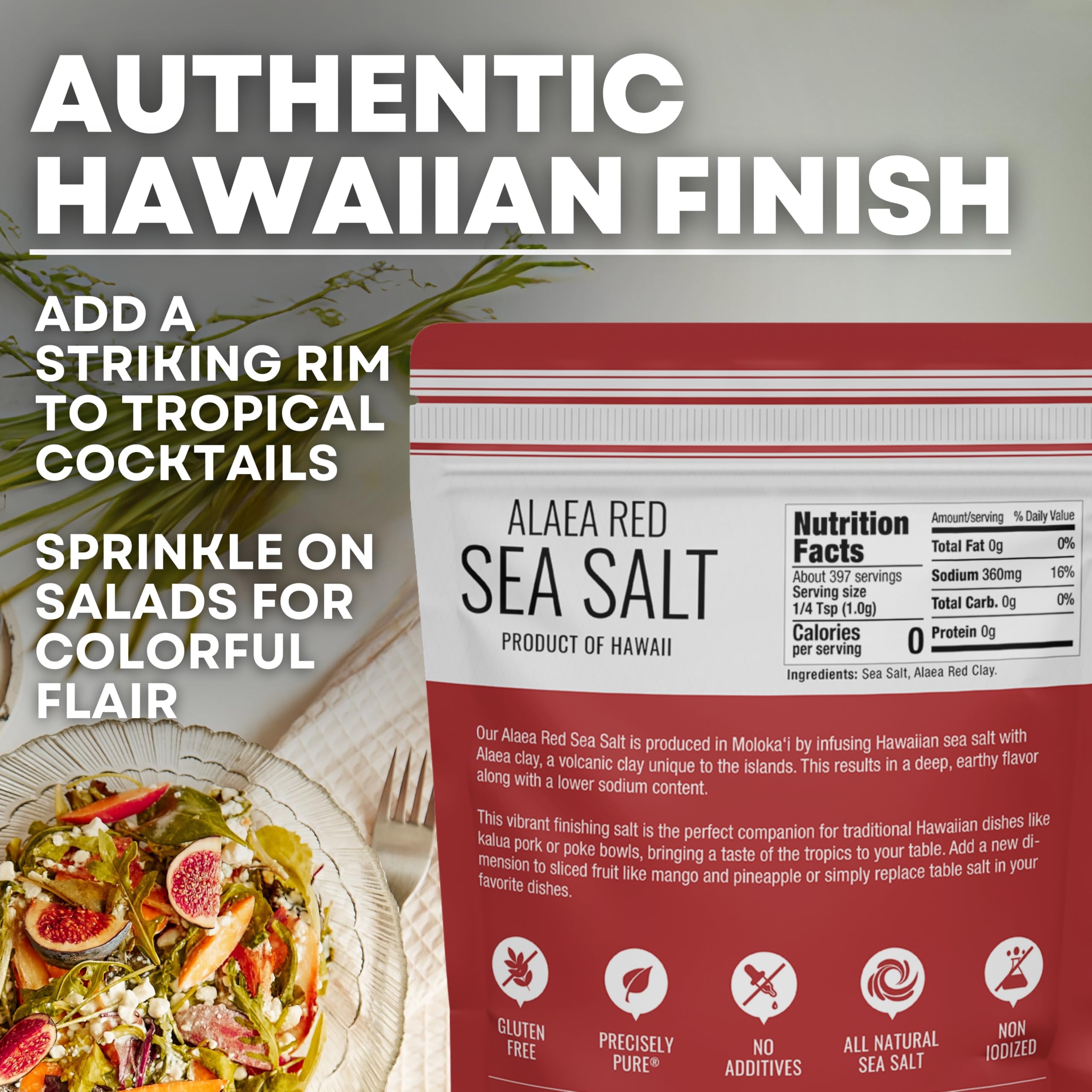 Sea Salt Superstore Alaea Red Salt closeup reveals coarse crystals and earthy texture