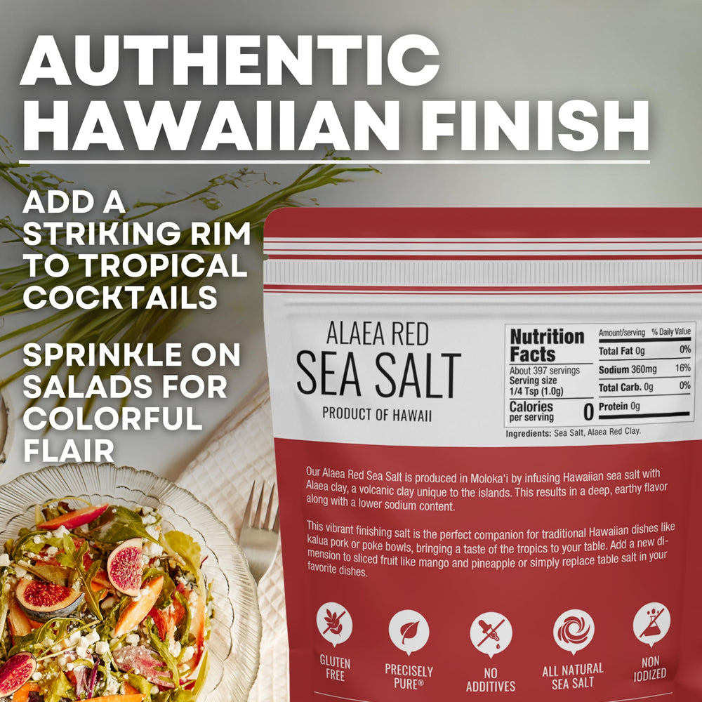 Sea Salt Superstore Alaea Red Salt closeup reveals coarse crystals and earthy texture
