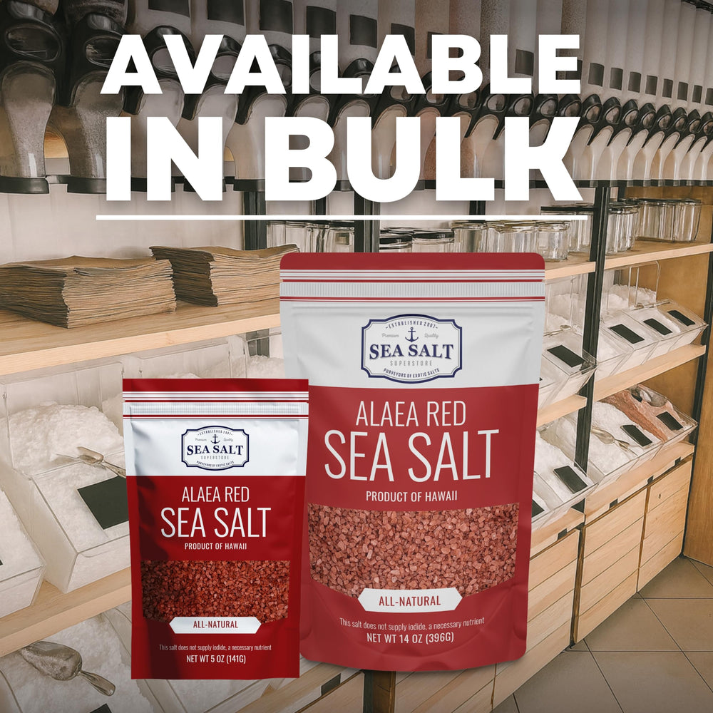 Sea Salt Superstore Alaea Red Salt kitchen scene showcasing versatile finishing use
