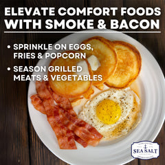 Sea Salt Superstore bacon seasoning finishing salt elevates vegetables and eggs with aroma.