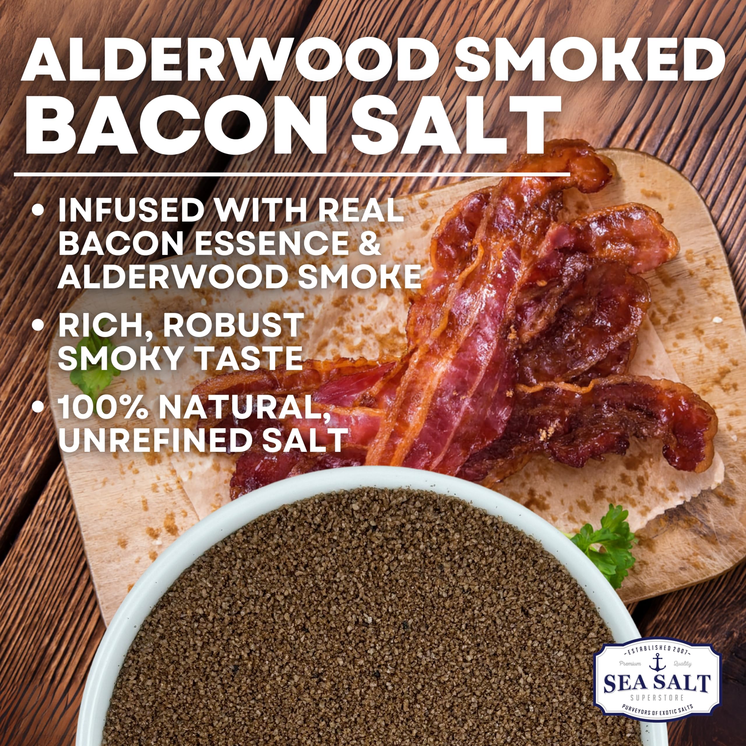 Sea Salt Superstore bacon seasoning grill rub adds savory sear to meats.