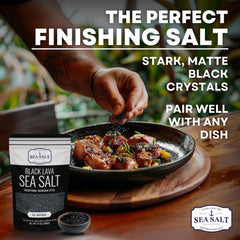 Sea Salt Superstore bag of black lava salt ready for gourmet cooking and grilling.