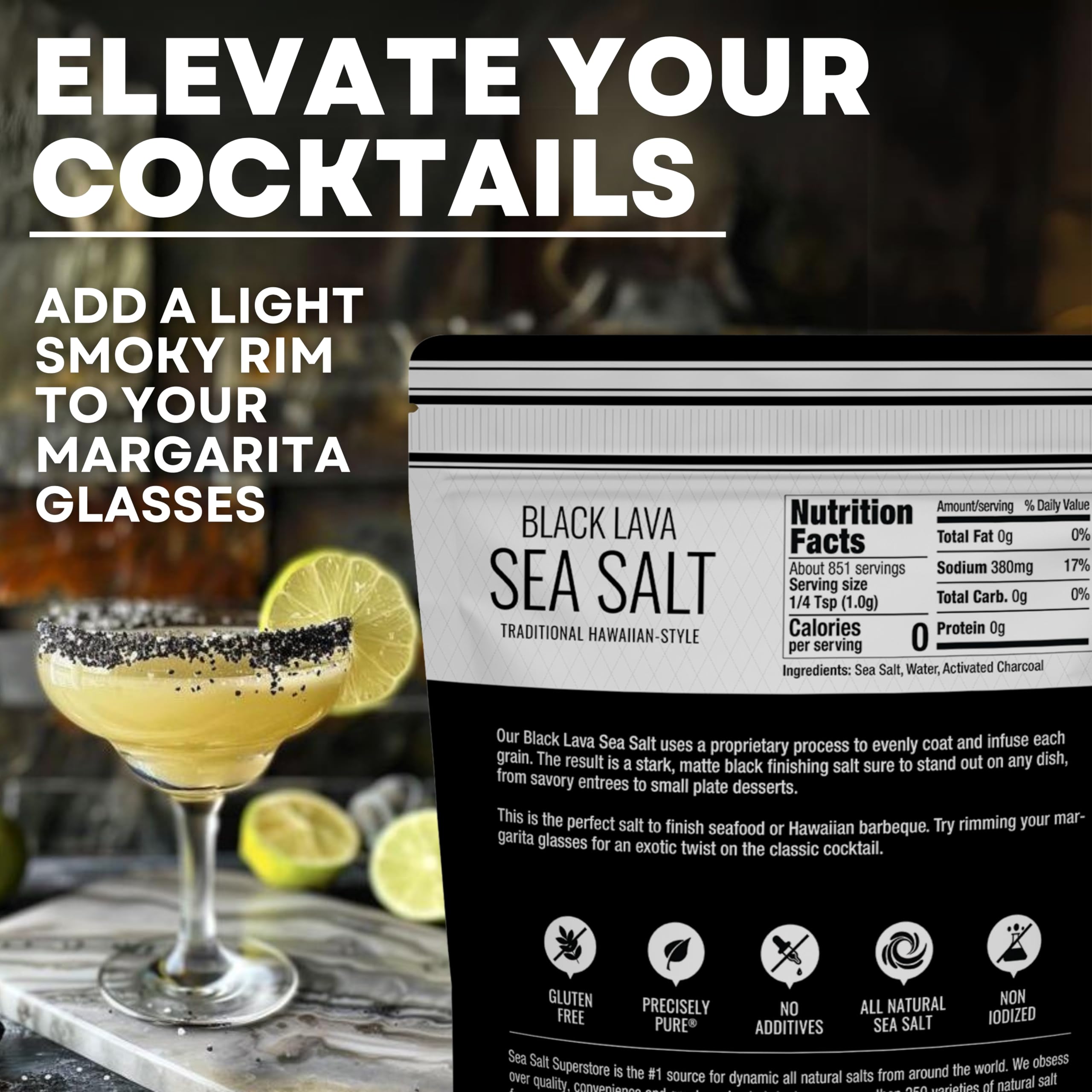 Sea Salt Superstore Black Lava Salt crystal close-up highlights its coarse texture for finishing.