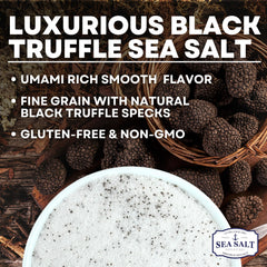 Sea Salt Superstore Caravel Gourmet truffle salt pouring for pasta, eggs, and sauces