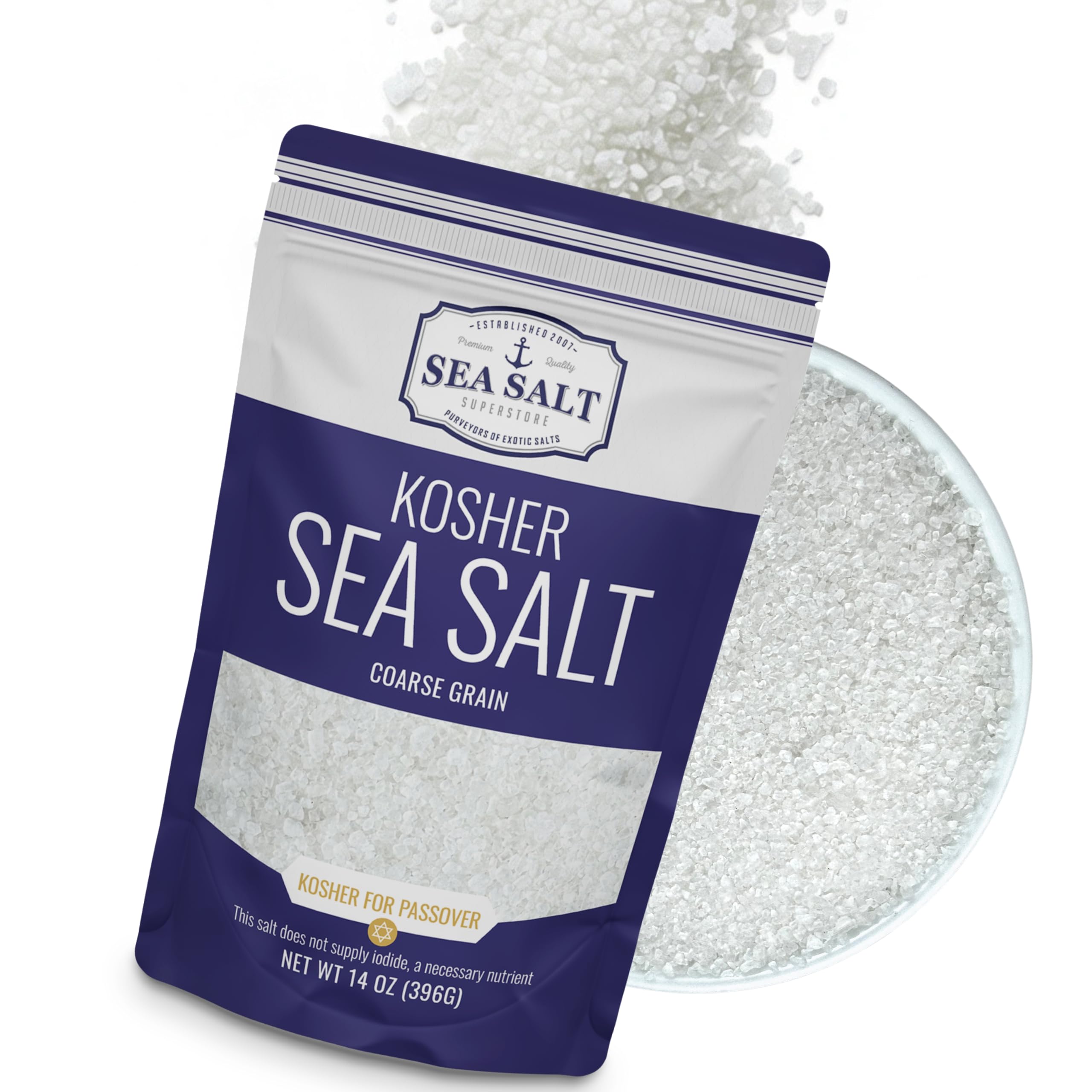 Sea Salt Superstore coarse-grain bottle for even seasoning