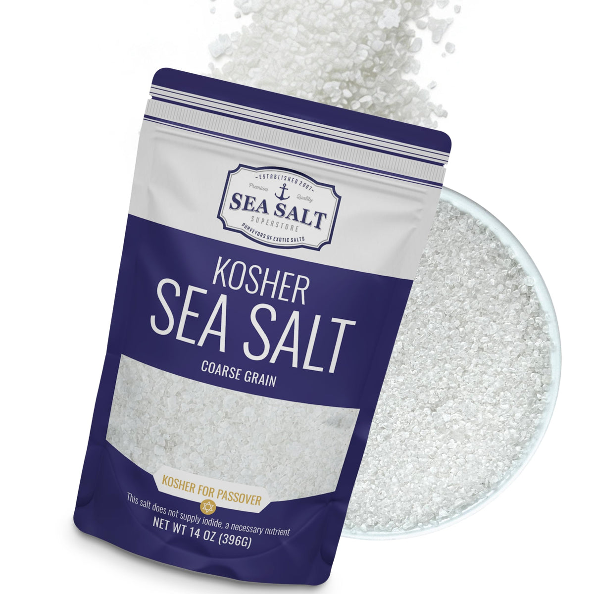 Sea Salt Superstore coarse-grain bottle for even seasoning