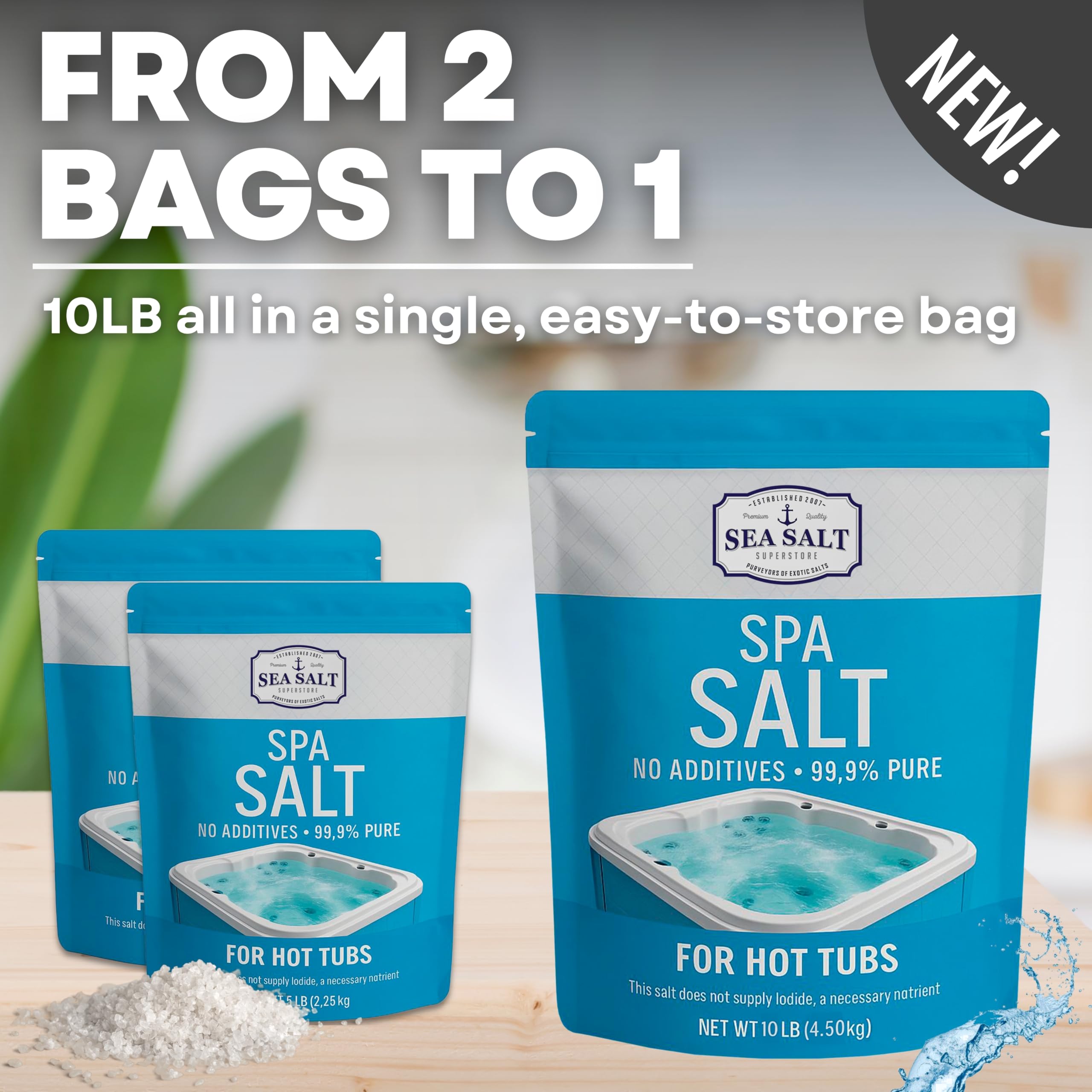 Sea Salt Superstore crystals help maintain crystal-clear water for enjoyable soaks.
