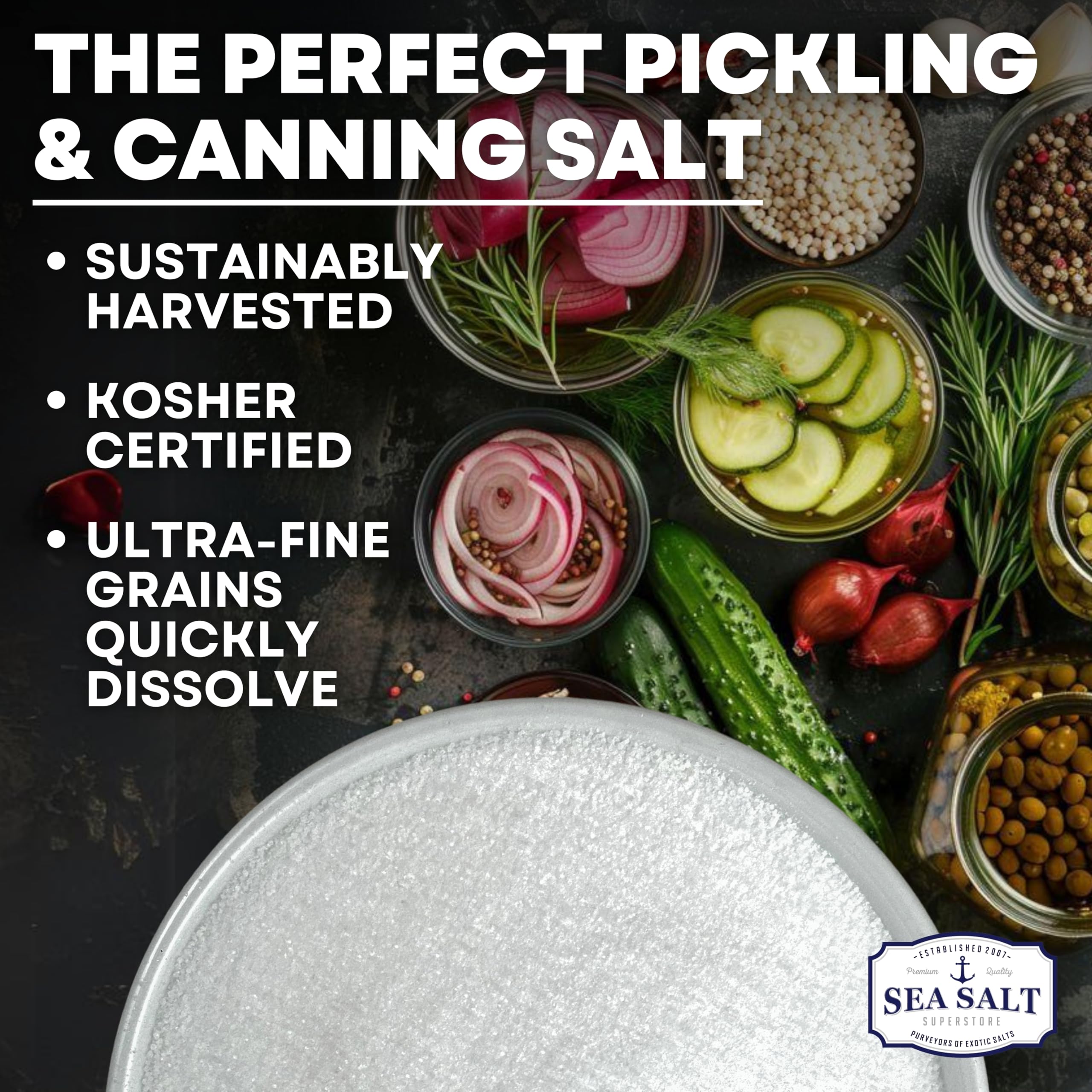 Sea Salt Superstore fine-grain flaky texture dissolves quickly for even brining.