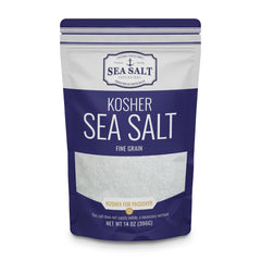 Sea Salt Superstore fine grain salt bag showing pure, non-iodized texture ideal for cooking