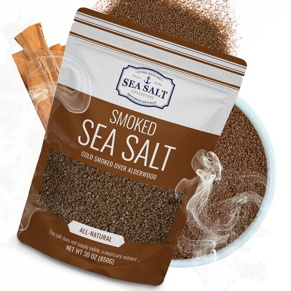 Sea Salt Superstore fine grain smoked alderwood bag for enhanced smoky flavor in everyday cooking.