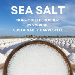 Sea Salt Superstore grinder refill bottle highlighting non-iodized grains for precise seasoning