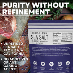 Sea Salt Superstore grinder refill shows pure Baja salt for precise seasoning.