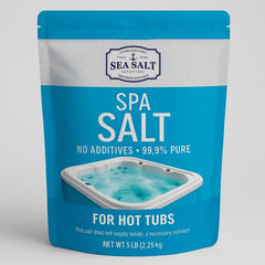 Sea Salt Superstore hot tub salt packaging for easy, pure spa salt.