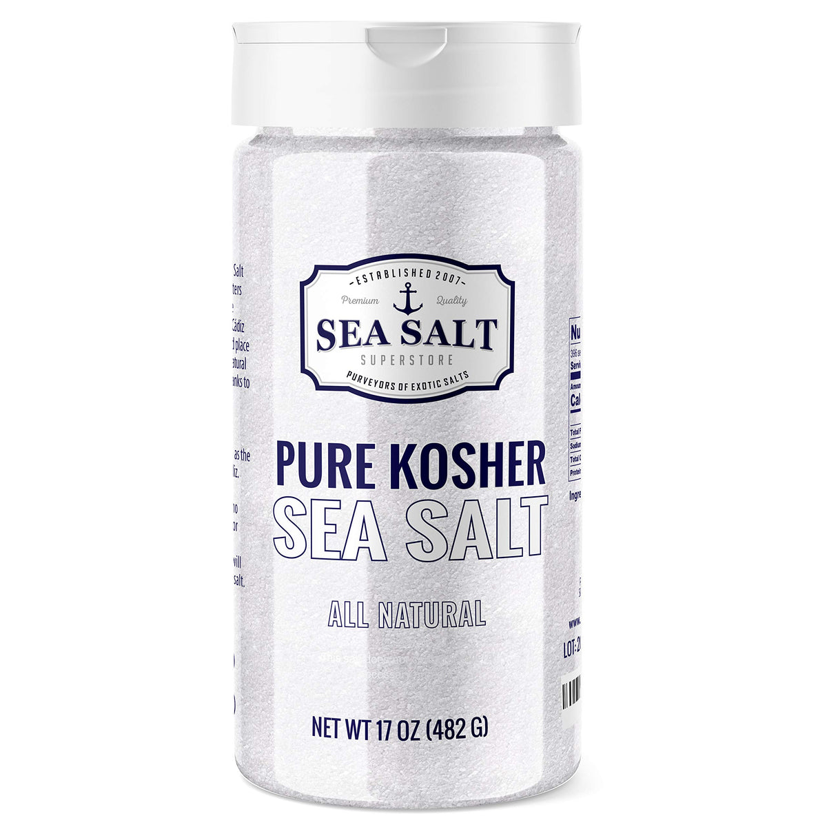 Sea Salt Superstore kosher fine grain non-iodized 1 lb shaker for versatile seasoning