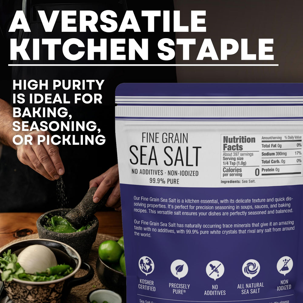Sea Salt Superstore mineral crystals highlight unrefined texture ideal for baking.