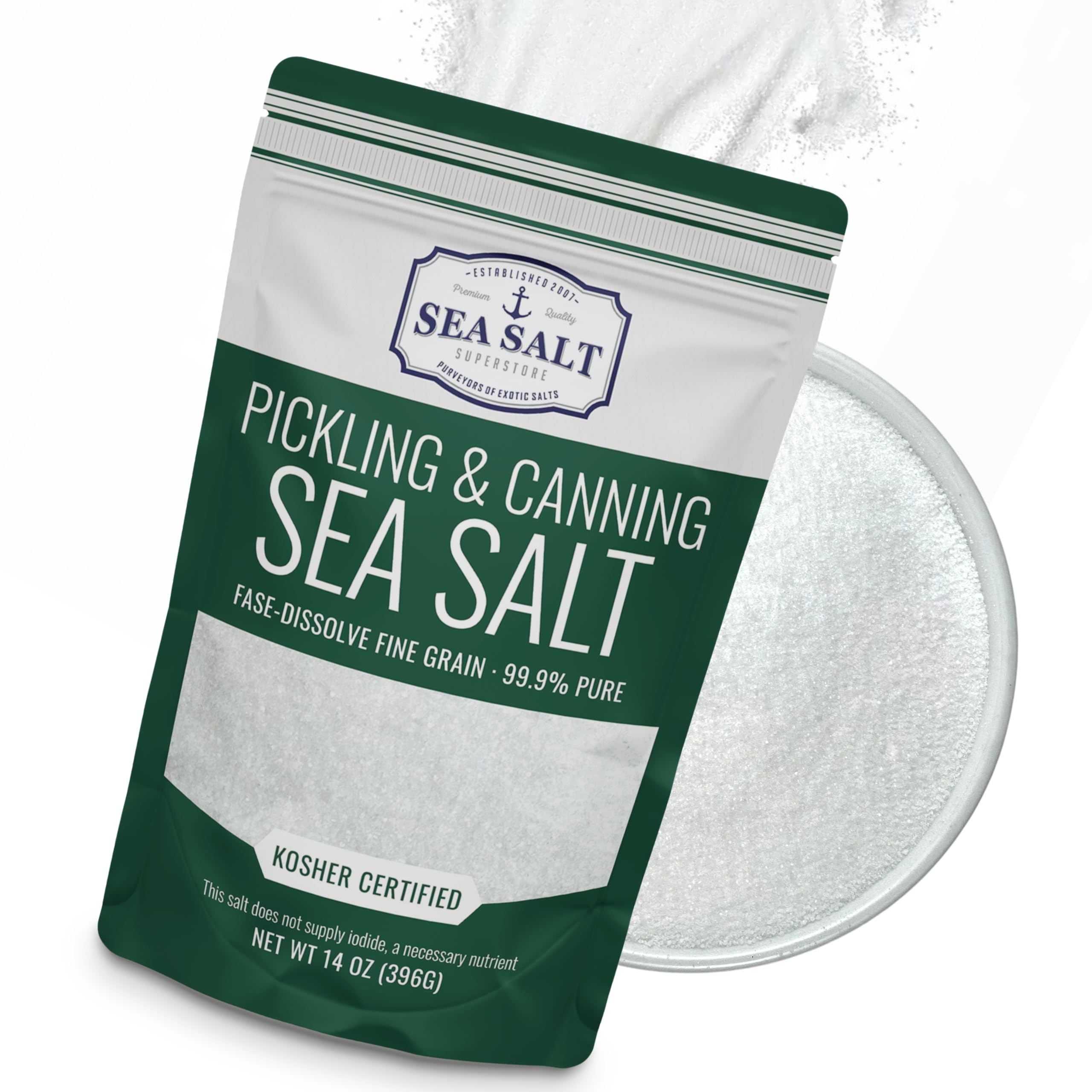 Sea Salt Superstore pickling salt bag with fine grains for even brining