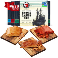 SeaBear smoked salmon trio box for gifting and tasting experiences.