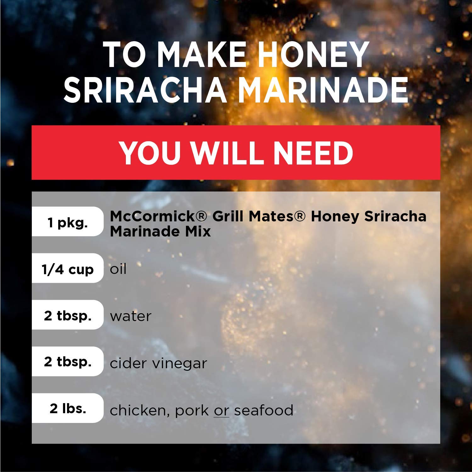 Seafood skewers marinated with McCormick Grill Mates Honey Sriracha.