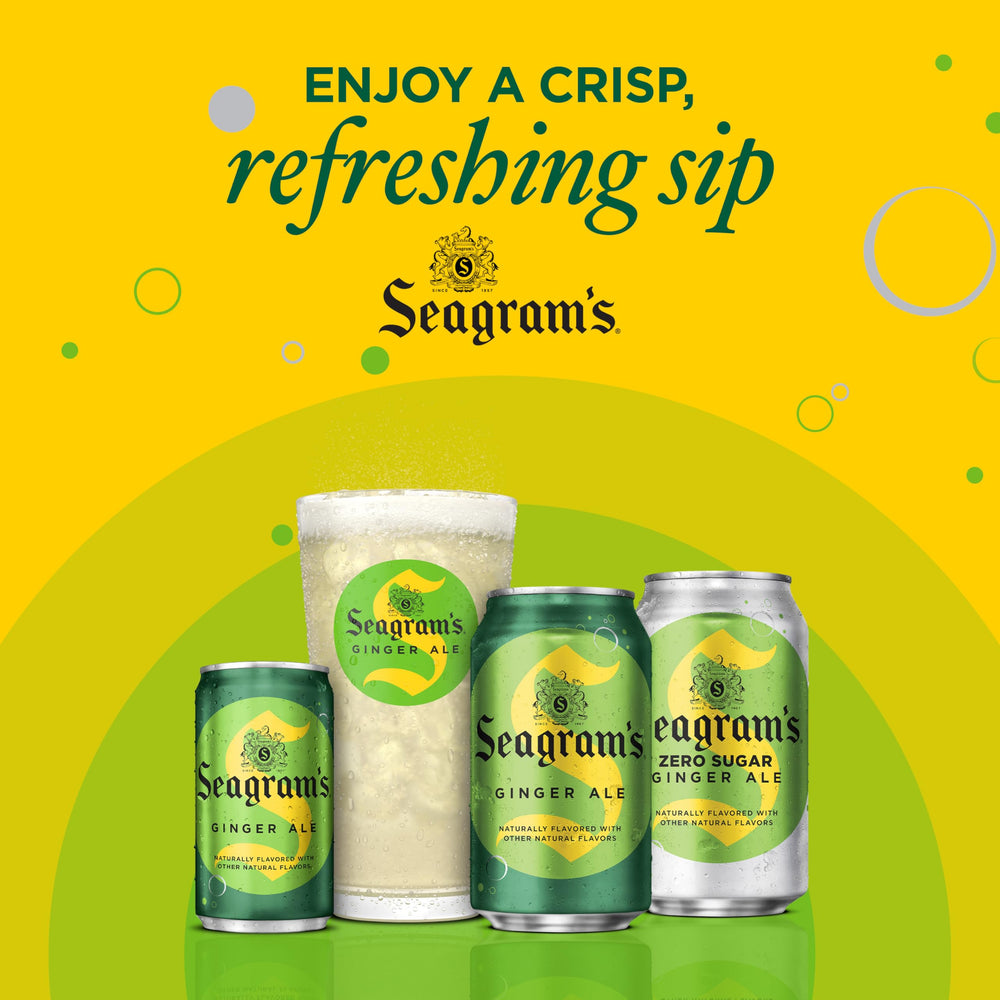 Seagram's Ginger Ale can beside citrus, perfect for a mocktail.