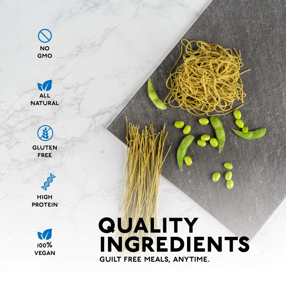 Kid-friendly Seapoint Farms Edamame Spaghetti served as a quick weeknight meal