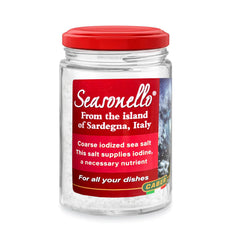 Seasonello coarse sea salt with iodine in a glass jar for everyday seasoning