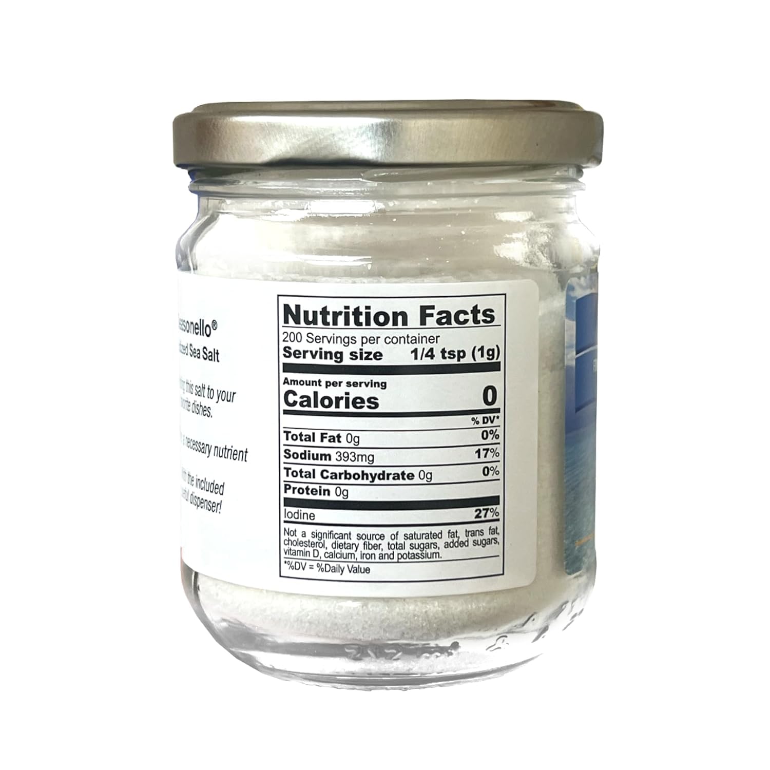Seasonello fine salt jar close-up highlights quick-dissolving texture for sauces.