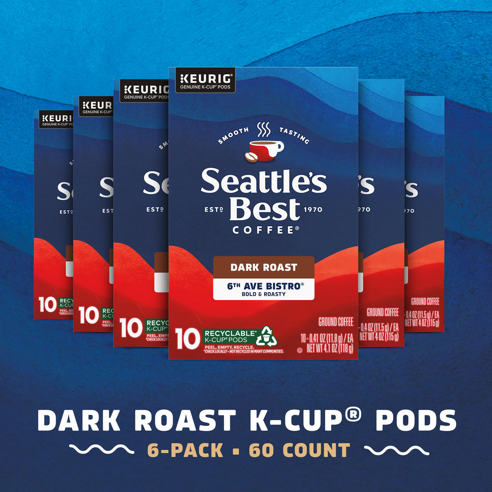 Seattle's Best Coffee 60-pod box set highlights convenient six-box packaging.
