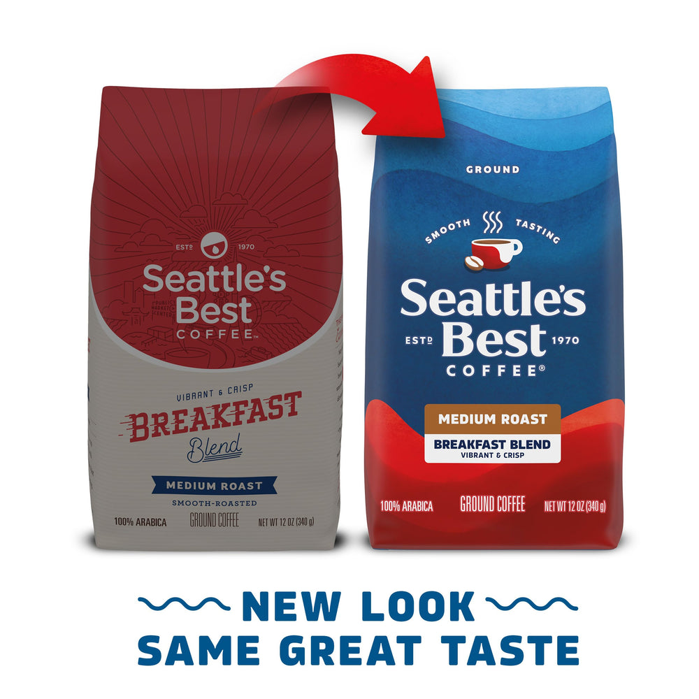 Seattle's Best Coffee Breakfast Blend brew-ready cup shows bright, crisp flavor