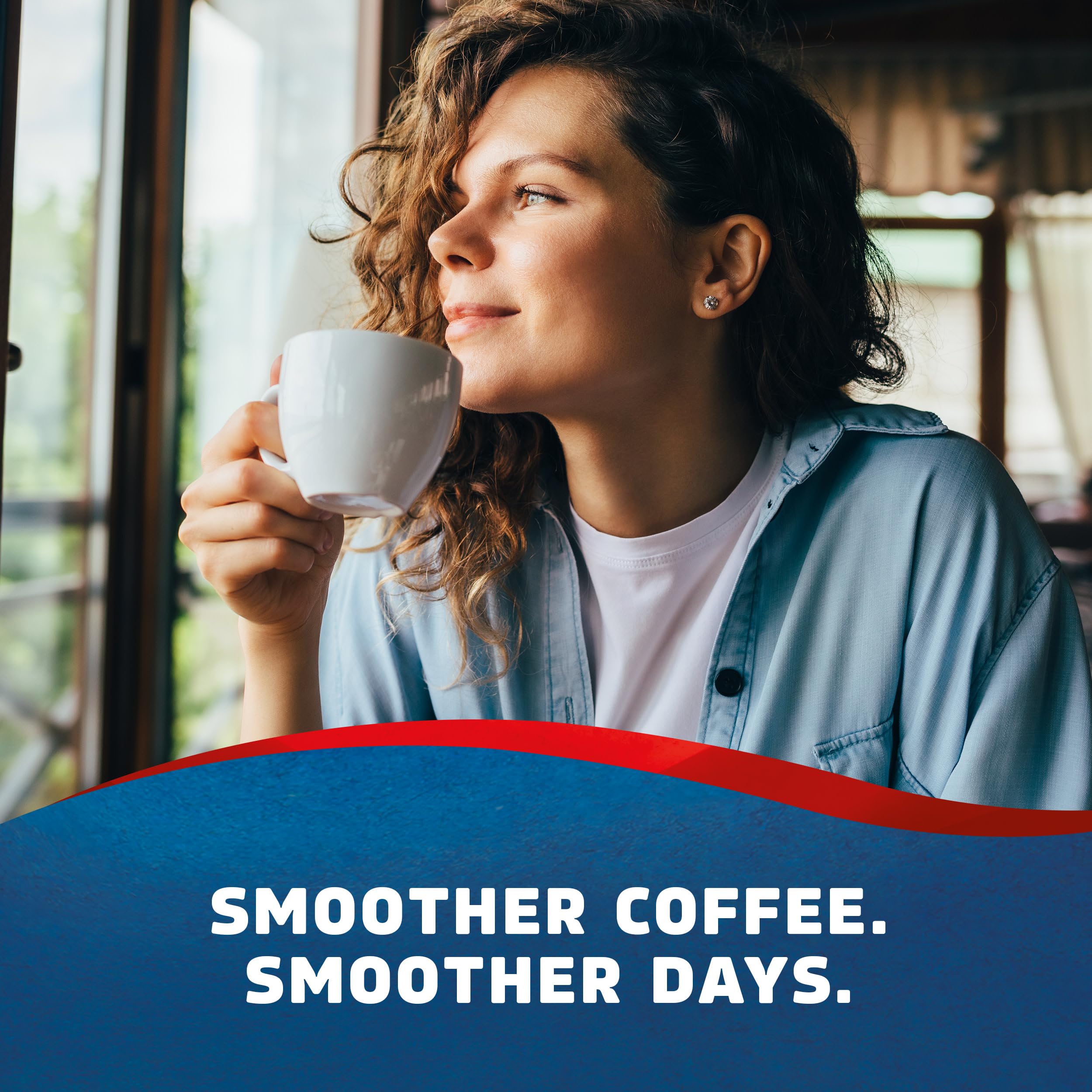 Steaming cup of Breakfast Blend with inviting aroma.