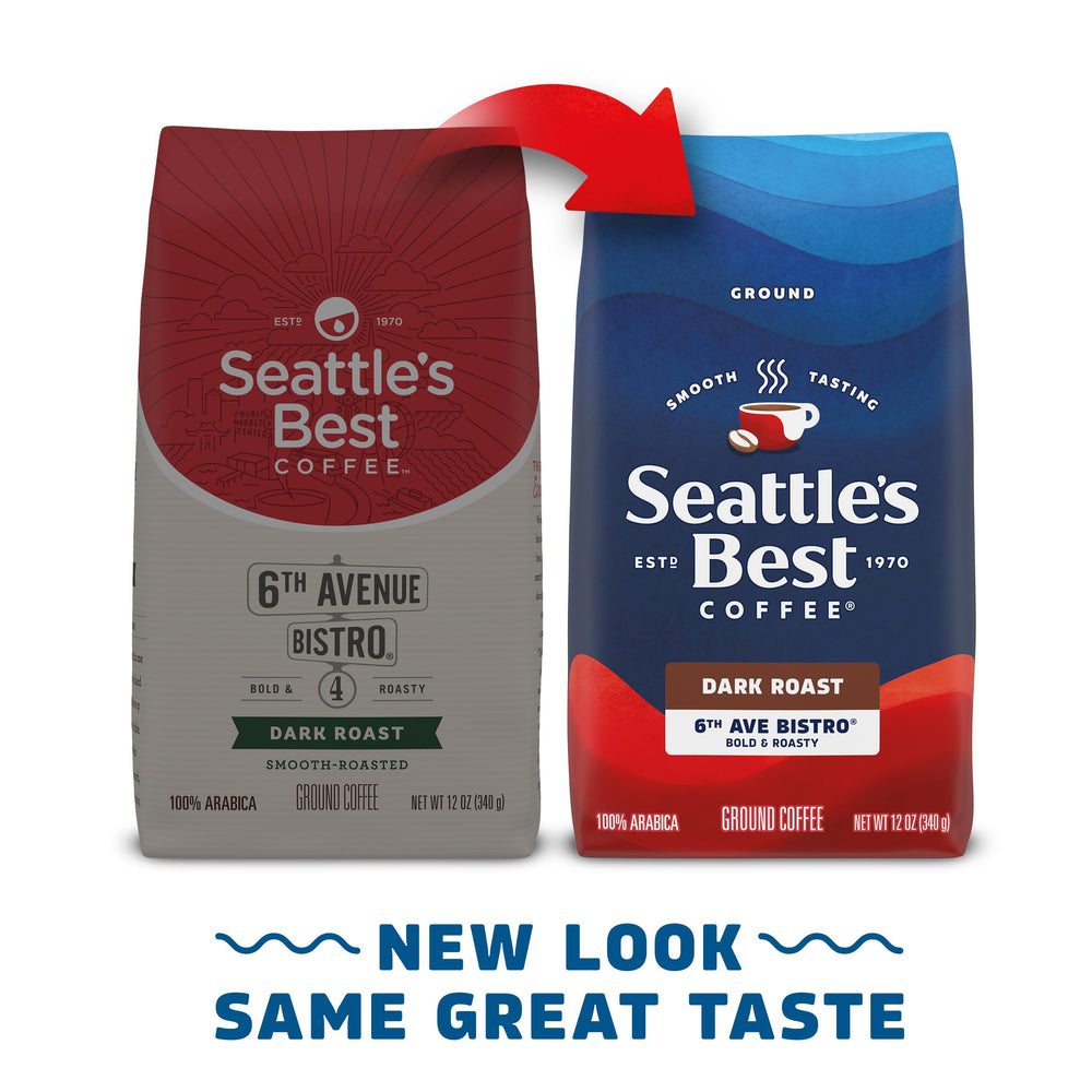 Seattle's Best Coffee 6th Ave Bistro bag showcases bold, roasty notes for morning rituals.