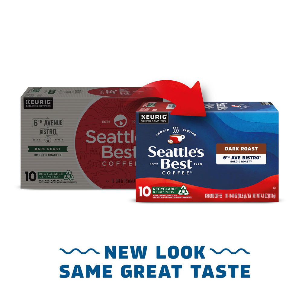 Seattle's Best Coffee dark roast cup steaming to showcase bold aroma.