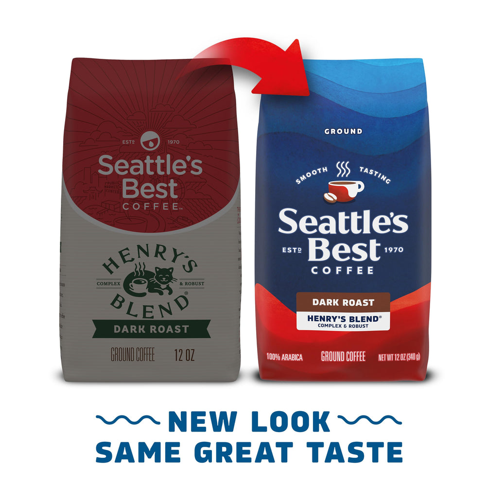 Seattle's Best Coffee Henry's Blend bag front view shows premium packaging for a smooth morning.